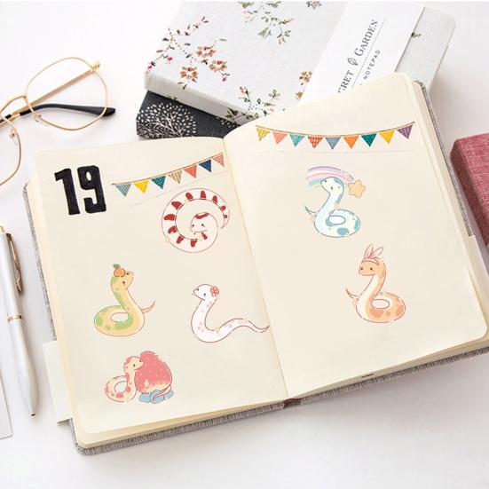 50Pcs Cartoon Stickers Various Lovely Snake Patterns Waterproof PVC Adhesive DIY Decoration Removable Suitcase Water Bottle Graffiti Stickers
