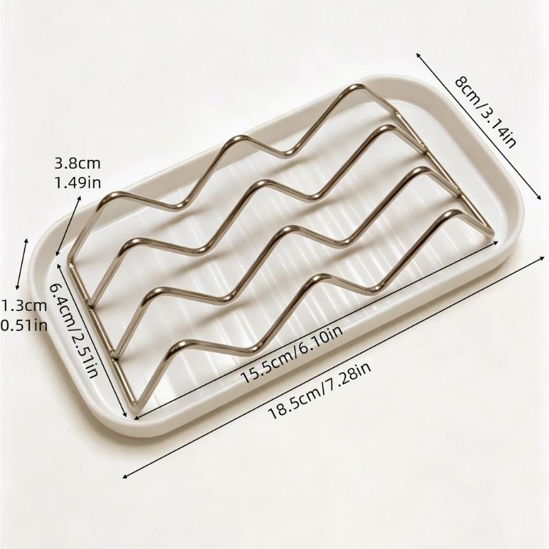 Self Draining Soap Holder With Rustproof Stainless Steel Rack Drain Tray Perfect For Bathroom Kitchen Countertop