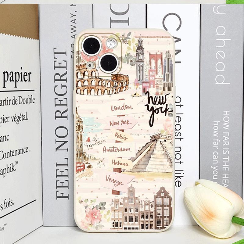 Pink World Map Travel Label Printed Phone Case for IPhone 16 15 14 11 Pro Max 13 12 Mini XR XS X 7 8 Plus SE20 Soft Cover Fundas