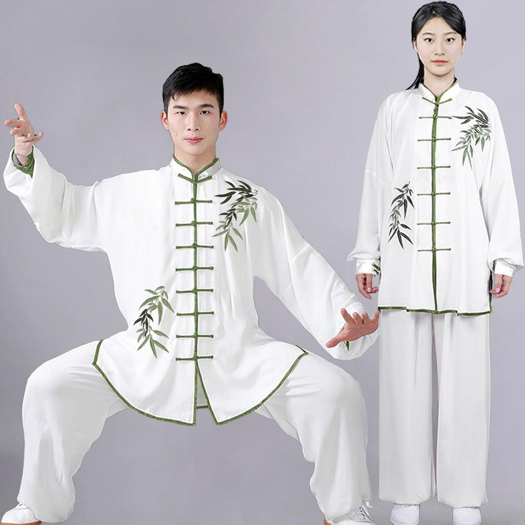 Tai Chi Clothing Chinese Kung Fu Uniform Adults Long Sleeve Embroidery Chinese Morning Exercise Costumes for Men… More