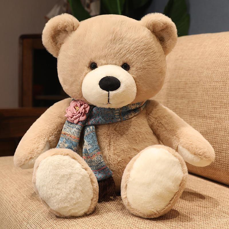 High Quality Plush Toy Scarf Bear Doll Soft Stuffed Animal Children Birthday Gift Pillow Home Living Room Bedroom Decor