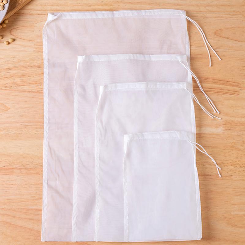 2Pcs Reusable Nut Milk Bags Strainers Nylon Filter Bag Food Cheese Yogurt Filter Kitchen Fine Mesh Strainer Kitchen Accessories