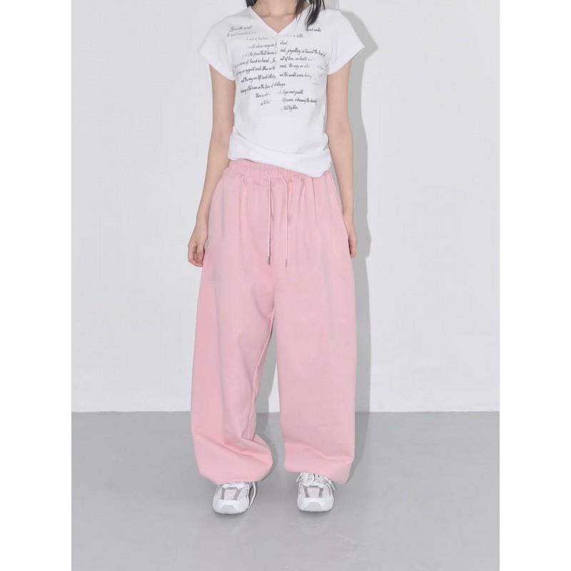 Y2K Hip Hop Weite Jogginghose Damen Entspannte Passform Streetwear Jogginghosen Mittelhoch Gerader Schnitt Freizeit Hosen