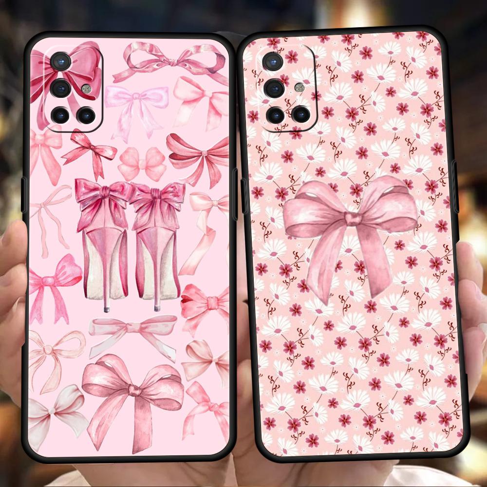 Phone Case For Oneplus 13R 12R 13 12 10T 10R Nord N100 N200 N10 10 9 9R 9RT CE 2 Z Pro Soft TPU Cover Bow-Knot Pink Bow Pattern