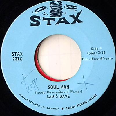 7inch Record SAM & DAVE - Soul Man  231X Stax 1967 Canada Soul/Funk Used