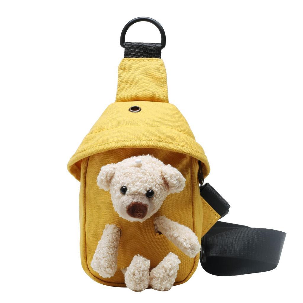 Modegefühl Canvas Bär Tasche Damen 2025 neu niedlich Cartoon Schulter Brusttasche beliebt Persönlichkeit Messenger