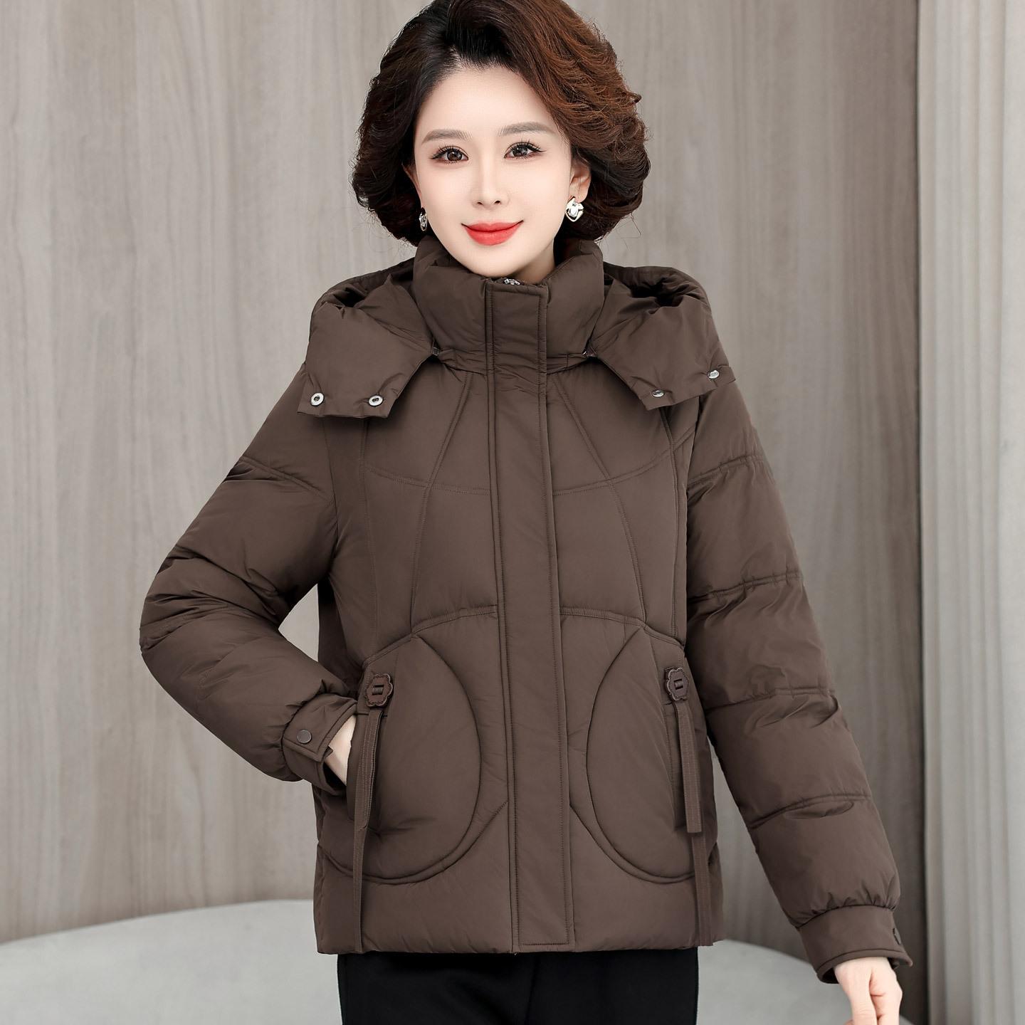 

Съемная шапка, новая куртка-пуховик для通勤, теплая куртка-пуховик в иностранном стиле, короткая зимняя утолщенная повседневная куртка-пуховик с капюшоном 5XL кофейный