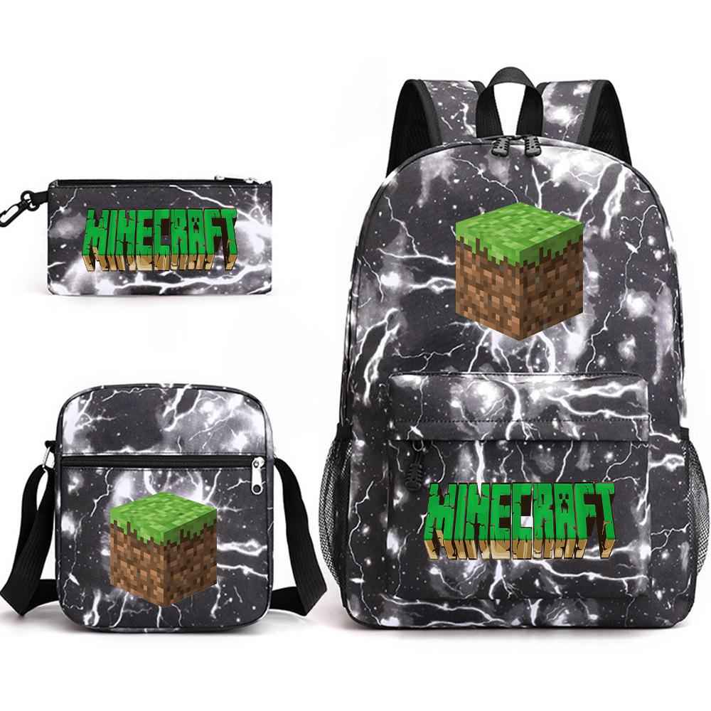Minecraft Schooltas Game Merchandise Student Grote Capaciteit Print Drie Delige Schooltas Mannen En Vrouwen