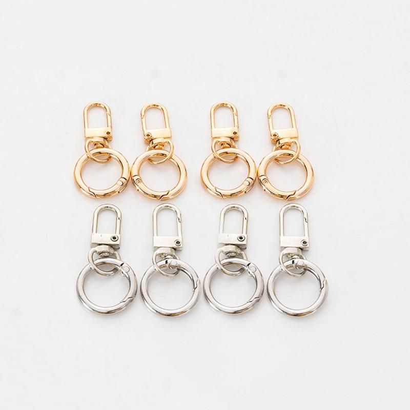 Yogodlns 10pcs Zinc-Alloy Keychain Hook with Key Ring Bag Clip Hook with Spring Ring for Lanyard Making DIY Crafts Keychain