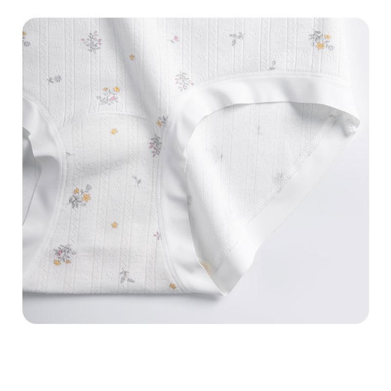 Women S Mid Waist Floral Cotton Underwear Antibacterial Long Crotch Panties