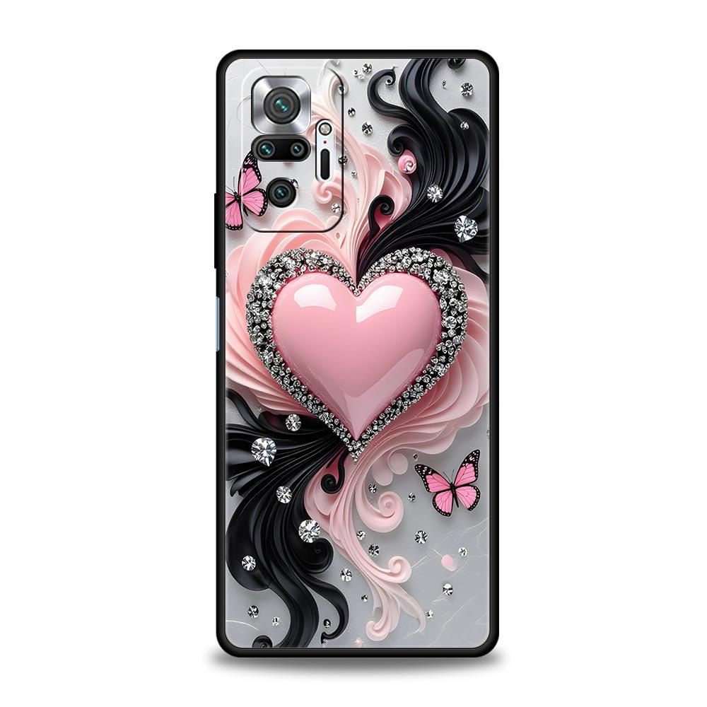 Colored Love Heart Printed Phone Case Cover for Redmi 14C 10C Note 15 14 13 12 10 11 K40 Pro Plus 5G Shockproof Soft TPU Shell
