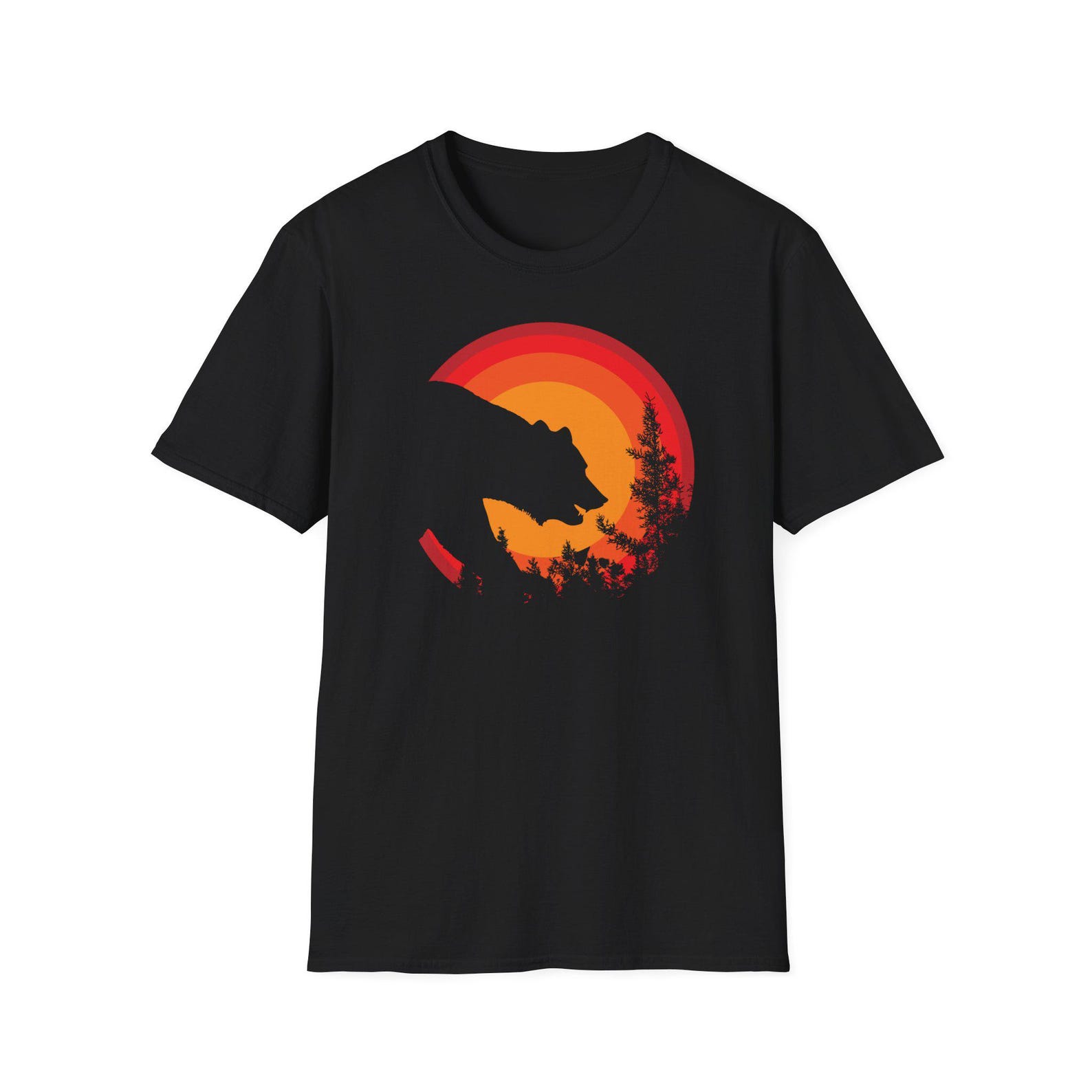 Grizzly Bear Shirt | Vintage Bear Sunset T Shirt | Minimalist Bear Tee | Gift For Bear Lover | Brown Bear Tshirt Unisex L