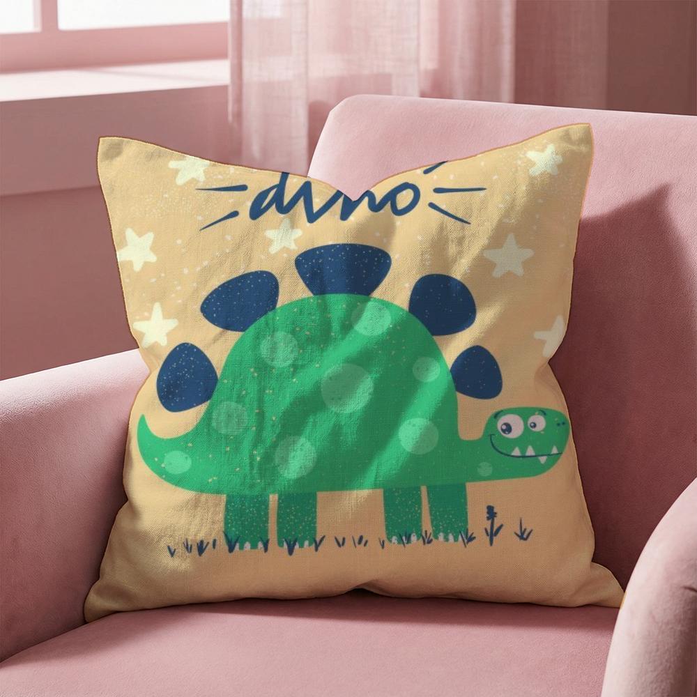 Cute Cartoon Dinosaur Cushion Cover Multi-Scene Pillow Cover for Home & Car - Reversible, Soft & Durable for Daily Use
