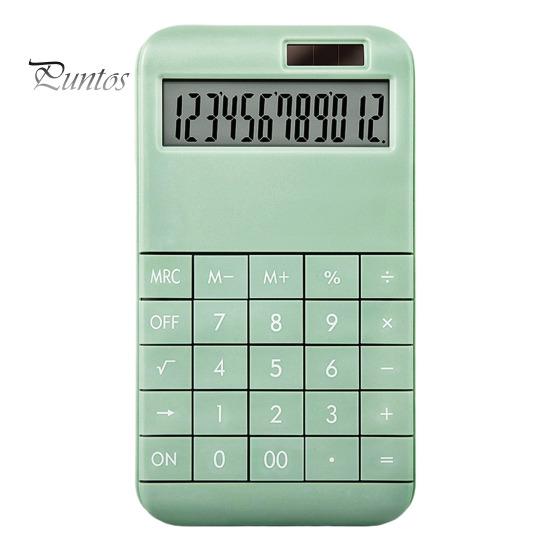 

12-значный настольный калькулятор со съемными колпачками клавиш, солнечная батарея, двойной источник питания, современный дизайн, большой экран зелёный