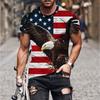 4th of July 2026 250th Memorial Day Men's Patriotic Patriot Graphic 3D Print American Flag Veteran Crew Neck Short Sleeve T-Shirt