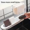 Telescopic Soap Sponge Drain Rack Adjustable Sink Storage Rack Holder with Dishcloth Hanger for Home Kitchen
