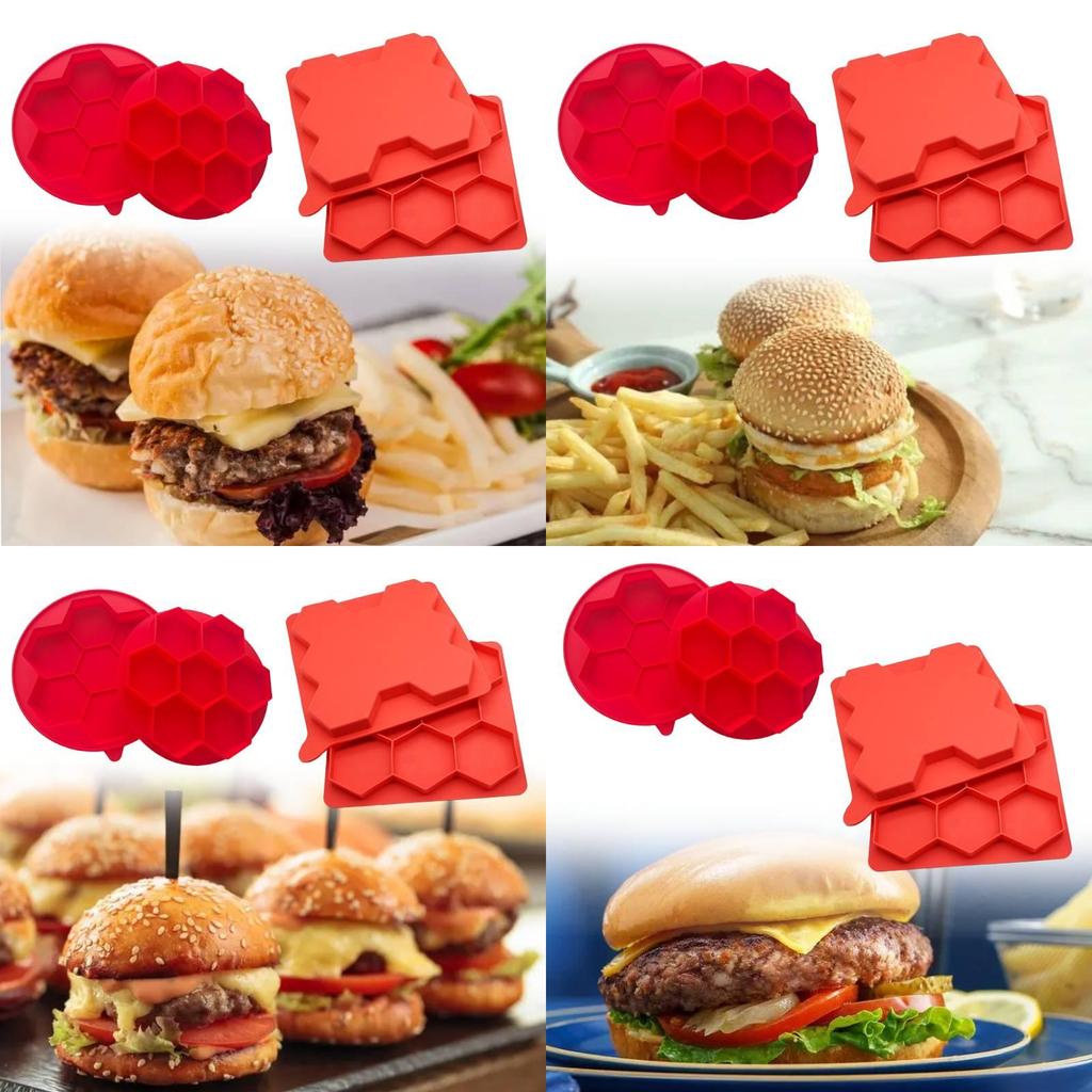 Versatile Eight Cavity Silicone Hamburger Patty Maker For Homemade Burger Delights