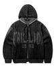 TRILLION Washable Two-Tone Hooded Zip-Up Graphic Knit (Black)