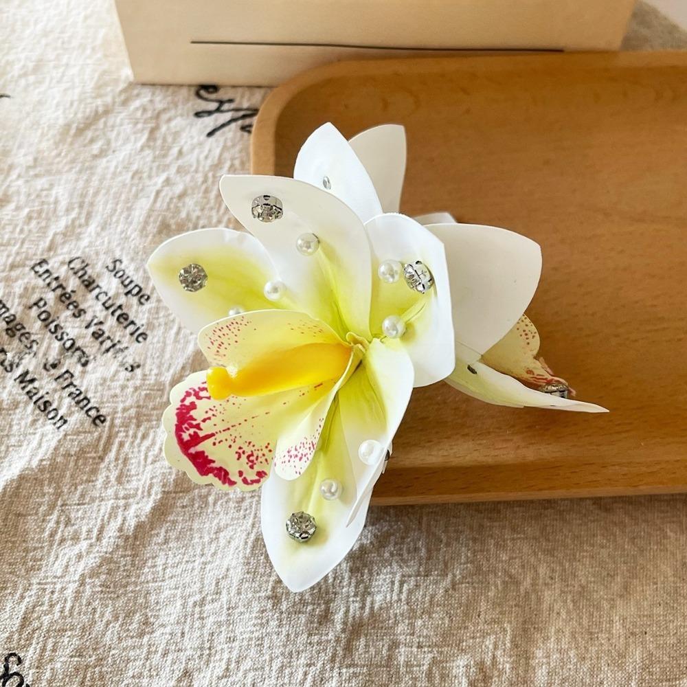 

Pearl Decoration Hawaiian Flower Hair Clips Artificial Flower Flower Clips Hair Women Hair Decor белый