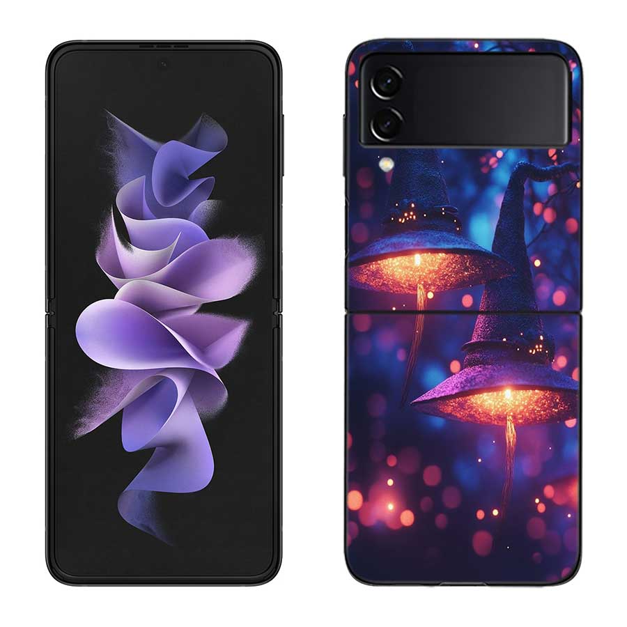 Halloween Wizard Hat Horror Fun Phone Case For Samsung Z Flip 7 6 5G Galaxy Z Flip 5 4 3 Black Hard Cell Cover Luxury PC Shell