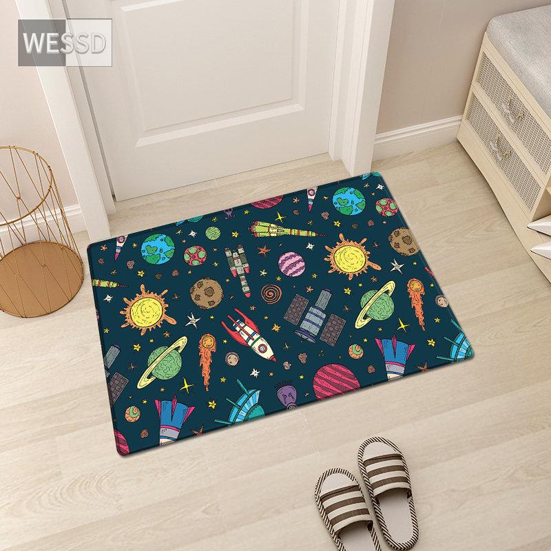 Dětské koberečky Cartoon Space do ložnice Roztomilá podložka Universe Print Koberec Dlouhé Dětské koberečky Dlouhé