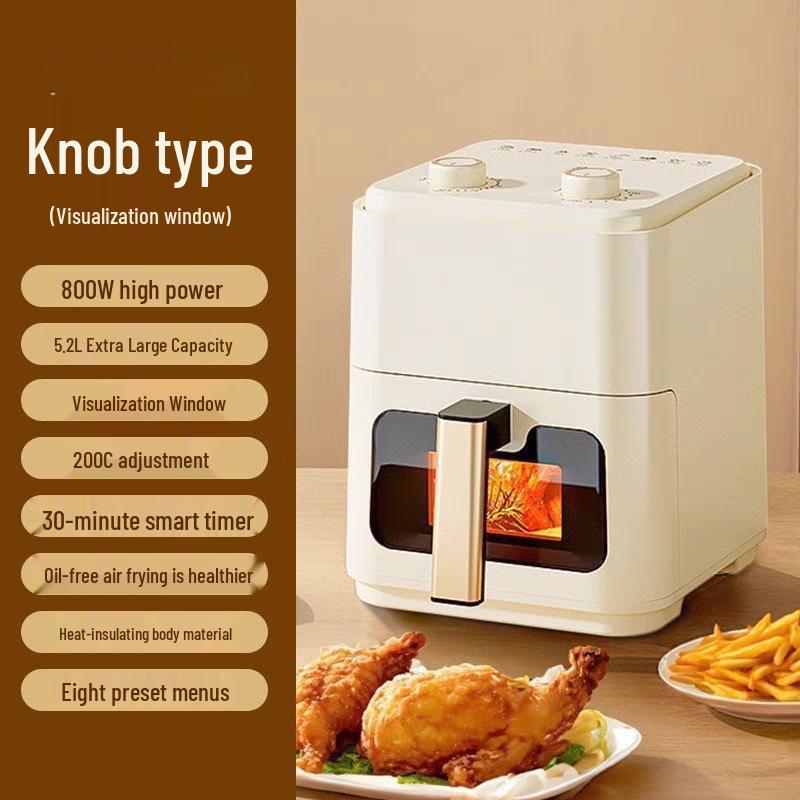 5L Multifunctional Household Air Fryer - Large Capacity, Oil-Free, Automatic Electric Fryer for French Fries слоновая кость/белый
