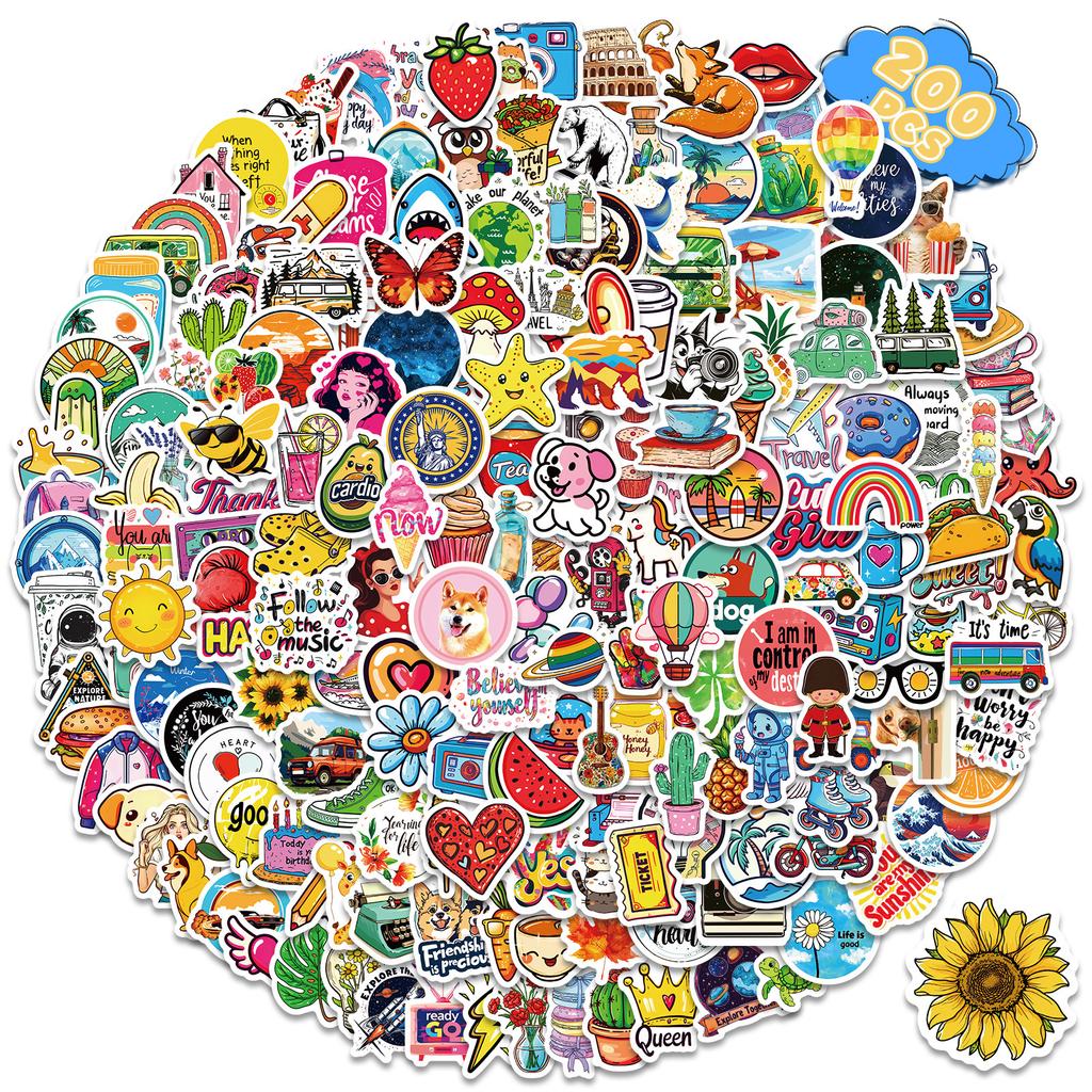 200 Hand-Painted Illustration Stickers European And American Style Series Graffiti Stickers Children'S Stickers