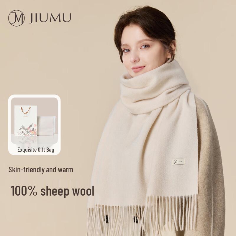 JIUMU Women's 100% Pure Wool Scarf & Shawl