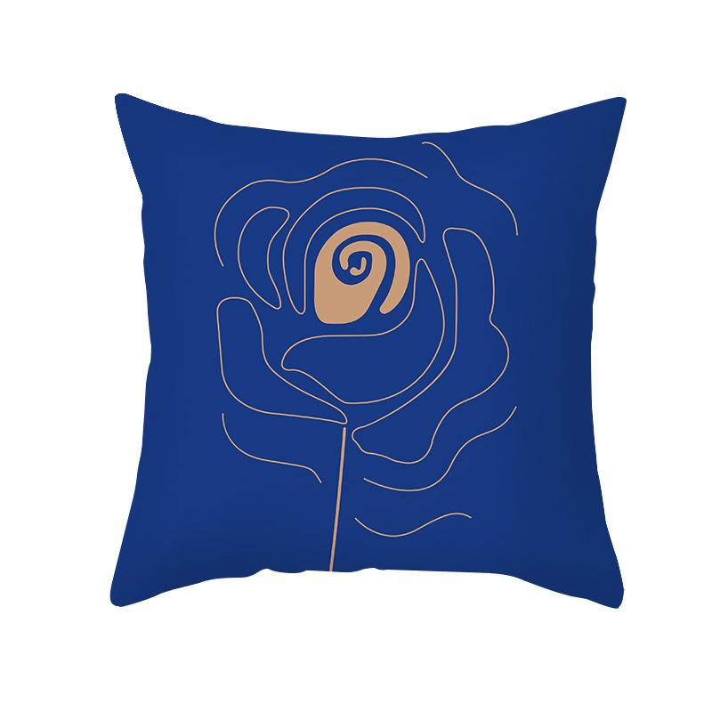 Nordic Simple Pillow Cover Ins Blue Abstract Super Soft Printed Pillow Retro Art Pillow Cover Sofa Cushion