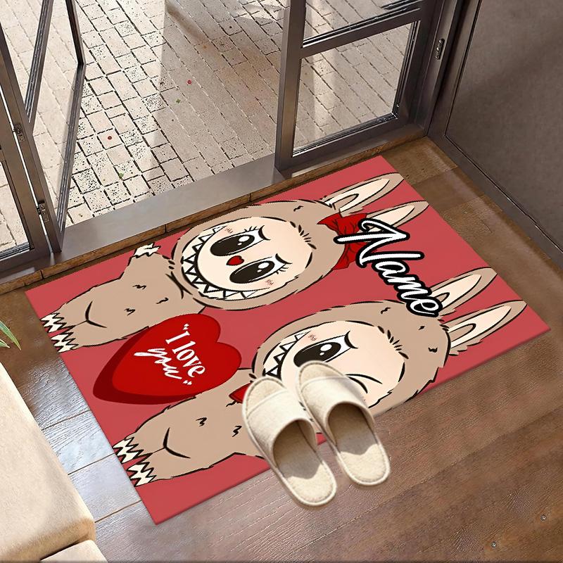 Custom Name Personalized Labubu Print Carpet, Versatile Home Decor Rug, for Playroom, Apartment, Balcony, Entryway, Hallway Gift