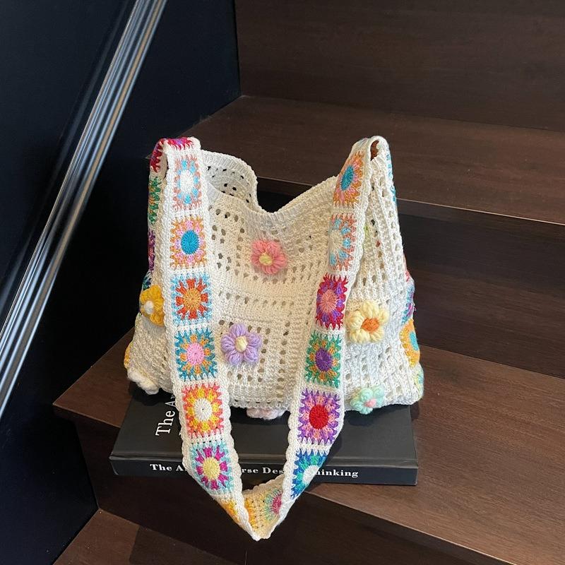 Women's Beach Crossbody Bag Flowers Fashion Handbags Large Capacity Beach Casual Shoulder Bag Girls Tote Shopper Bag
