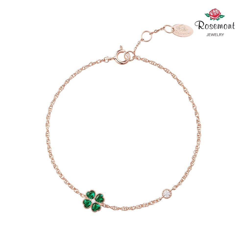 [Rosemont] Silver Green Clover Bracelet Ra25B47A