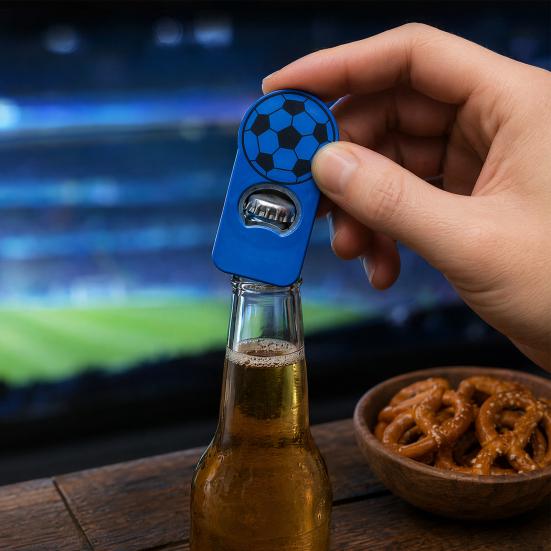 Soccer Bottle Opener with Magnet, Plastic Beer Cap Remover for Refrigerator, Football Shaped Fridge Magnet Opener for Home Bar Party, Gift for Fans