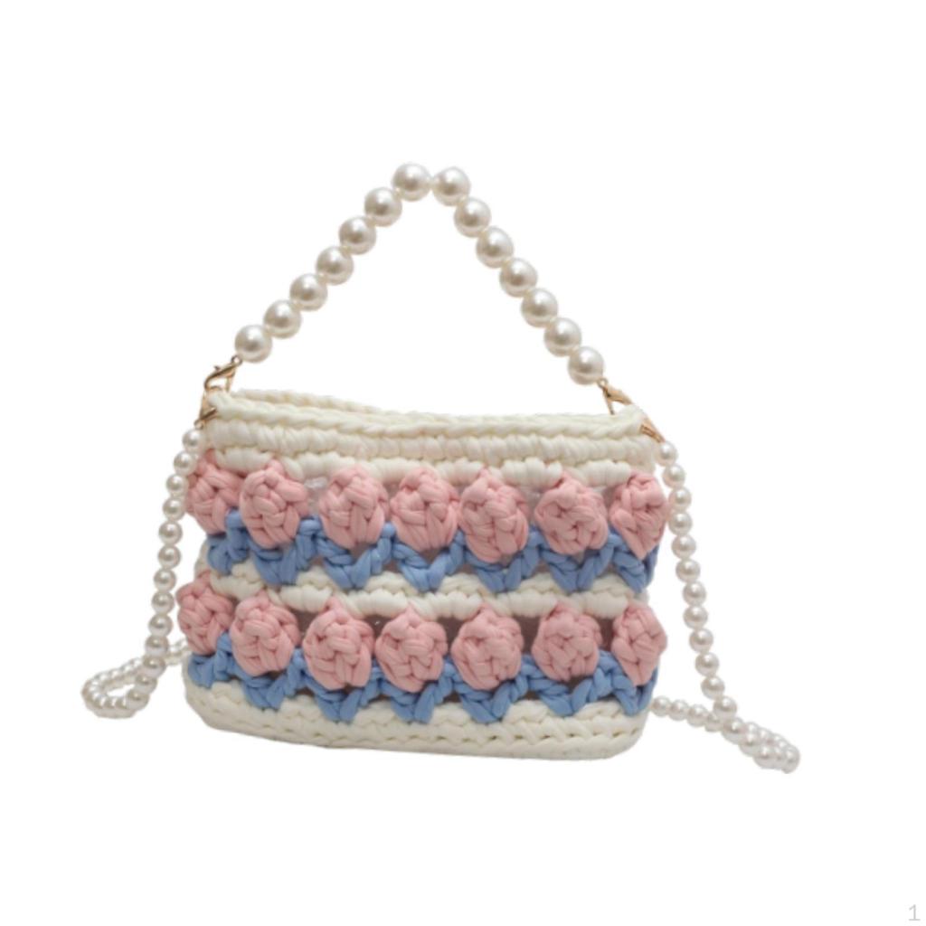 DIY Knitting Crochet Bag Kit Flower Hand Woven Handbag 7.09x2.76x5.12" Crossbody Girls Holiday