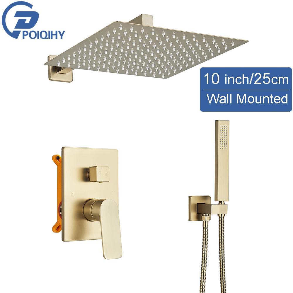 

POIQIHY Матовый Золотой Смеситель Для Душа Настенный Скрытый Душевой Набор Смесители Для Душа С Тропическим Прибоем Ванна Душ Смеситель Для Ванной Комнаты 2 Режима Смеситель Для Ванной Комнаты