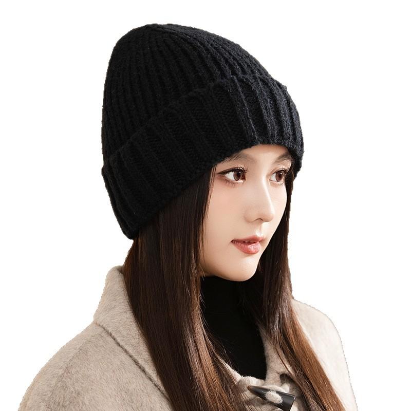 Wool Hat with Versatile Windproof and Velvet Ear Protection Hat for Women with Big Head Circumference Showing Face Small Cold Hat