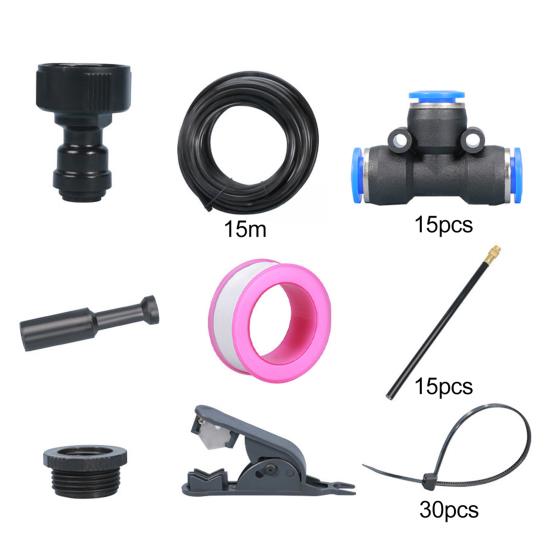 Automatic Irrigation System Irrigation Hose with 360-Degree Adjustable Nozzles Drip Irrigation System Kit with Connectors Cutter Ties for Garden