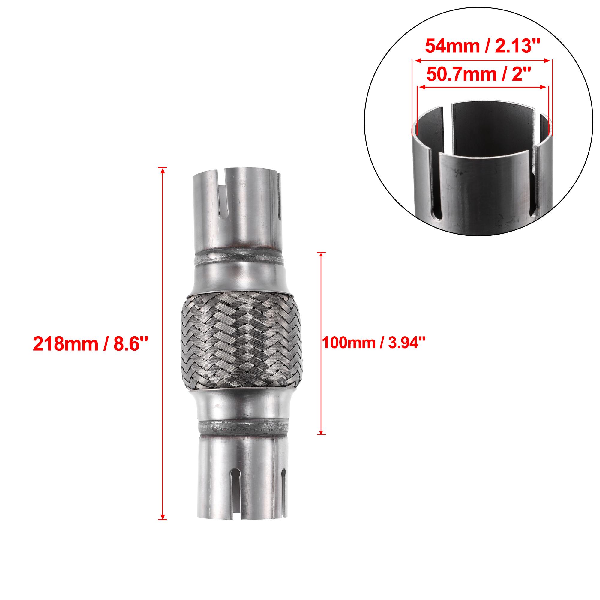 X Autohaux 50.7mm x 54mm Car Exhaust Flexible Pipe Tubing Exhaust Joint w/ Welding Extension Pipe Clamp Set Stainless Steel 218mm