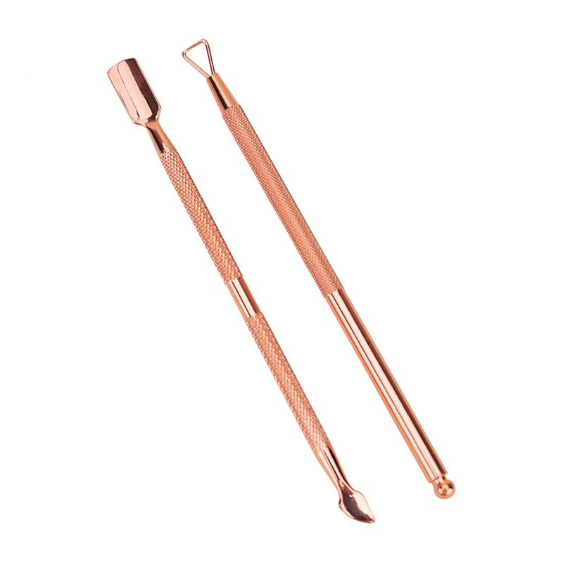 Manicure Nail Tool Hot Sale Rainbow Color Nail Salon DIY 3Pcs/set Dual-ended Stainless Steel Nail Cuticle Pusher Scissor Set