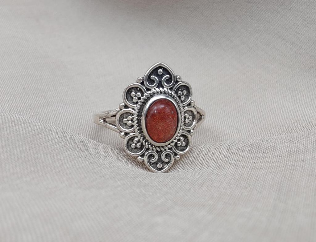 Handmade Sunstone Ring: Sterling Silver Boho Gemstone Jewelry