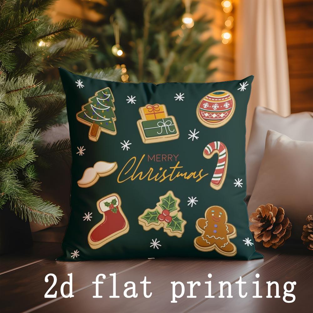 Home Decor Christmas-themed Decorative Pillow Covers Suitable For Sofa Bedroom Car Pillow Cover Cushion Rectangular Back Cushion