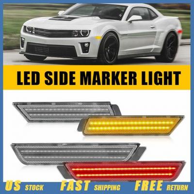 4PCS Front Rear Side Marker Light Amber Red LED Lamps For 2010-2015 Chevy Camaro