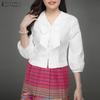 ZANZEA Women Casual Bows V-Neck Summer 3/4 Sleeve Blouse