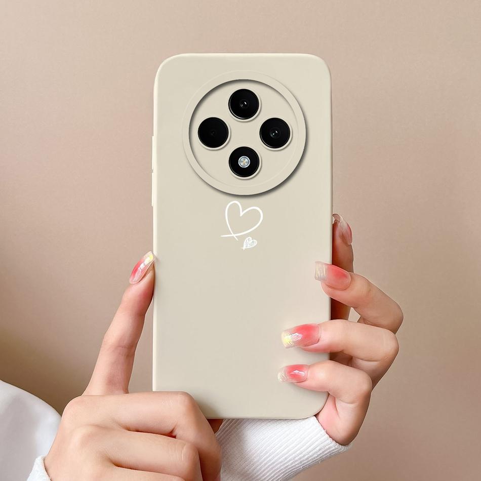 Love Heart Case For Oppo Reno 12F Phone Shell Soft Liquid Silicone Camera Protection Back Cover For Oppo Reno12F 12 F Bumper