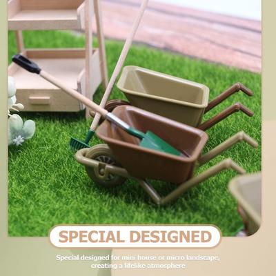 Zerodeko 4PCS Simulation Cart Models, Dollhouse Mini Barrows, Miniature Wheelbarrow Accessories for Action Figures, Dioramas, Micro-Landscape Decor
