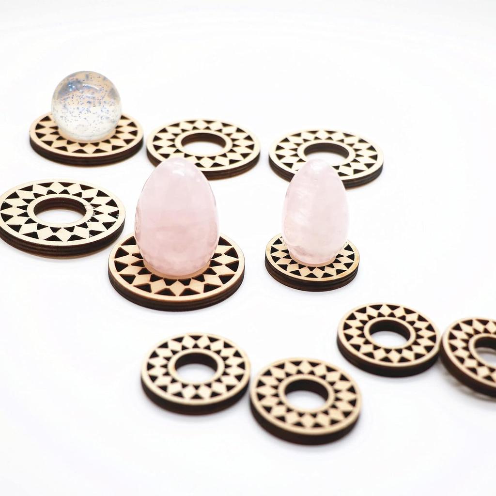 10 PCS Wood Crystal Ball Stand for 20 - 100 mm Sphere, Wooden Sphere Holder, Crystal Ball Display, Egg Rocks Stand