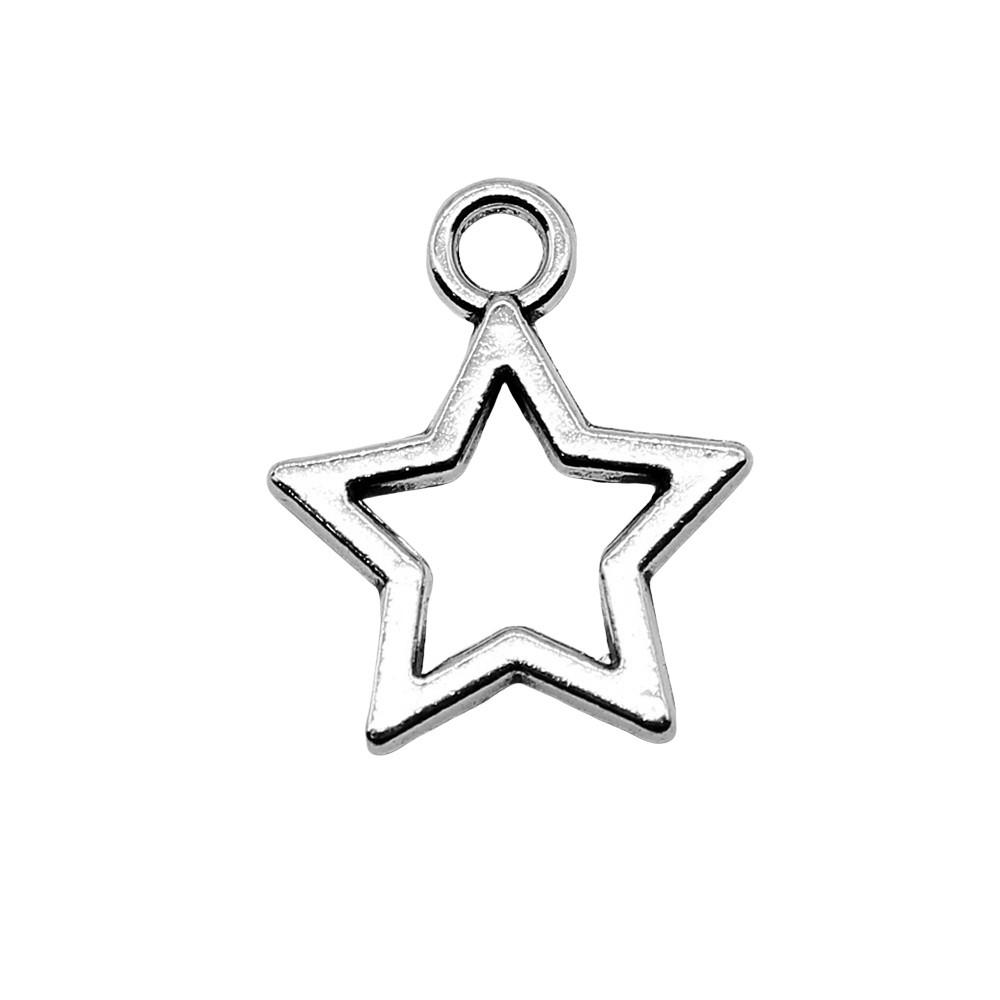 Nested Star Charms Multi Color Alloy Pendants For Double Star Themed Jewelry