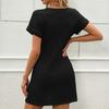 Ladies' Summer Loose Comfortable Casual Fashionable Color Beach Skirt V-neck Twisted Top Dress