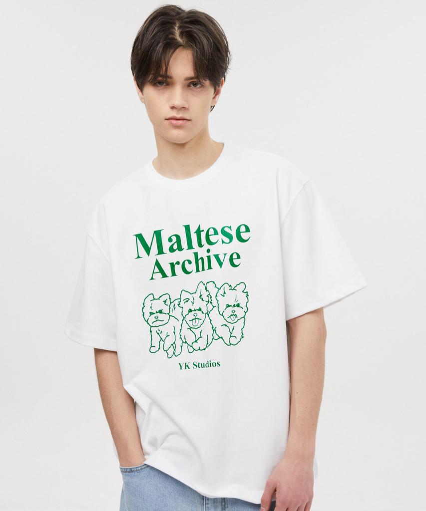 WAIKEI Maltese Archive Line Graphic Short Sleeve T-Shirt White