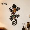 3D Metal Relief Art Gecko Lizard Wall Decor, Colorful Painted Iron Art, Pastoral Style Home Decor Outdoor Farmhouse Hanging Ornament for Garden Fence